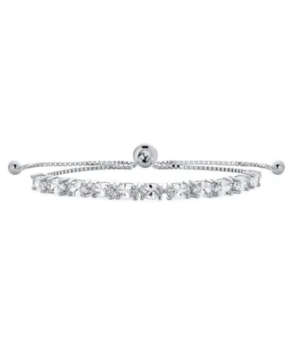 Bling Jewelry Elegant Oval Cut Cz 3 Ctw Cubic Zirconia Bolo Tennis Bracelet For Women Sterling Silver Adjustable Slide