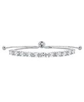 Bling Jewelry Elegant Oval Cut Cz 3 Ctw Cubic Zirconia Bolo Tennis Bracelet For Women Sterling Silver Adjustable Slide