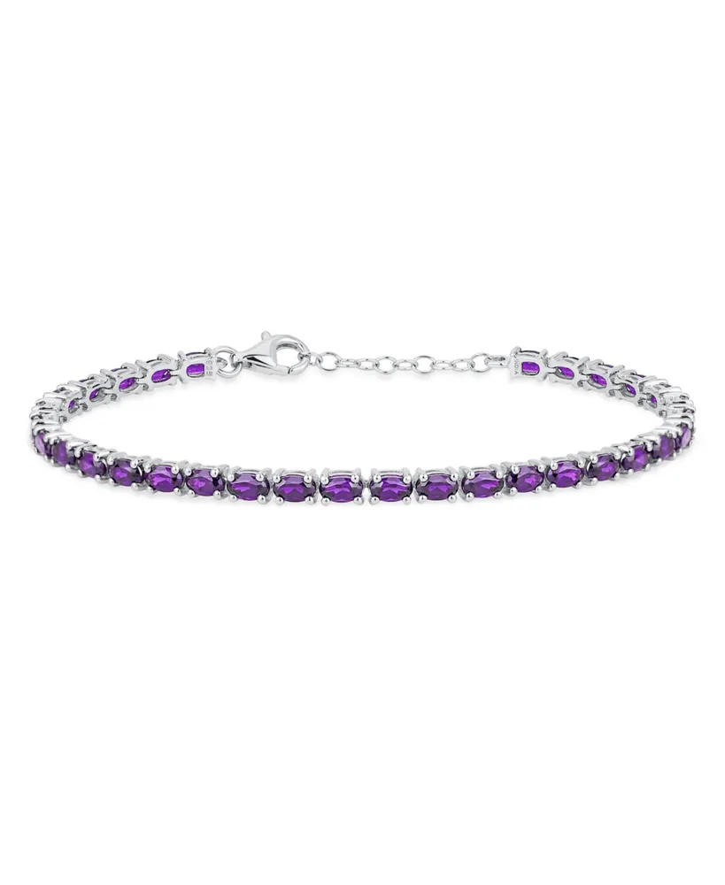 Bling Jewelry Simple Strand Purple Amethyst Tennis Bracelet For Women Sterling Silver 7-7.5 Inch