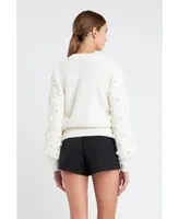 Women's Pom Pattern Long Sleeve Sweater