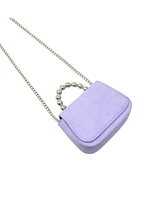Girl's Purple Tiny Metal Pearl Handle Handbag