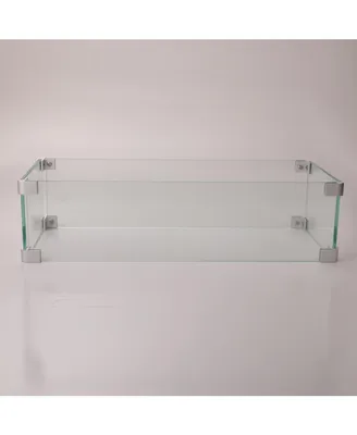 Simplie Fun Rectangular Glass Wind Guard For Fire Pit