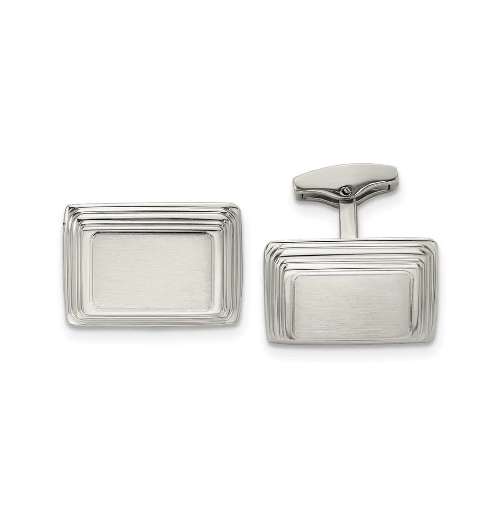 Chisel Stainless Steel Brushed and Polished Rectangle Cufflinks