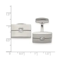 Chisel Stainless Steel Polished Cubic Zirconia Rectangle Cufflinks