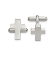 Chisel Stainless Steel Polished Cross Cufflinks