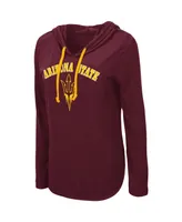 Women's Colosseum Maroon Arizona State Sun Devils My Lover Lightweight Hooded Long Sleeve T-shirt