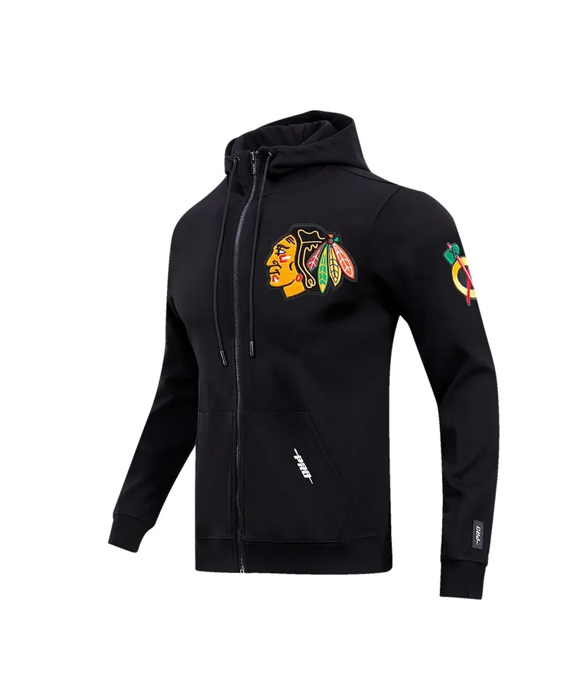 Men's Pro Standard Black Chicago Blackhawks Classic Chenille Full-Zip Hoodie Jacket