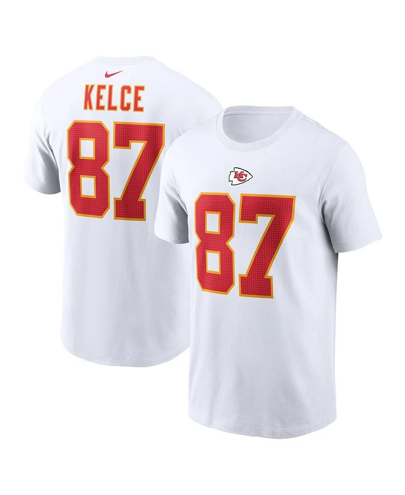 Men's Nike Travis Kelce White Kansas City Chiefs Player Name and Number T-shirt