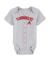 Infant Boys and Girls White, Heather Gray Arizona Diamondbacks Two-Pack Little Slugger Bodysuit Set