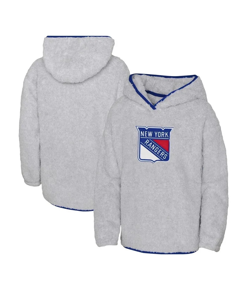 Big Girls Heather Gray New York Rangers Ultimate Teddy Fleece Pullover Hoodie