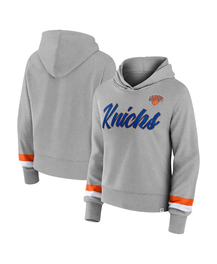 Women's Fanatics Heather Gray New York Knicks Halftime Pullover Hoodie