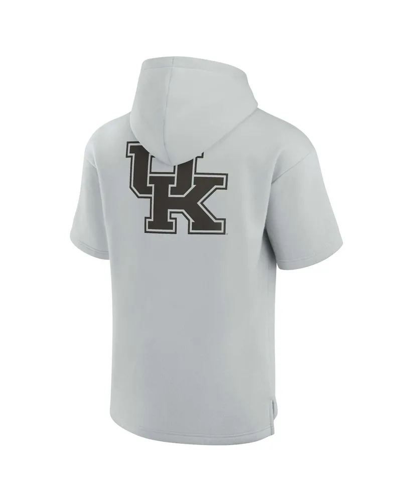 Men's and Women's Fanatics Signature Gray Kentucky Wildcats Super Soft Fleece Short Sleeve Pullover Hoodie
