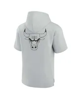 Men's and Women's Fanatics Signature Gray Chicago Bulls Super Soft Fleece Short Sleeve Pullover Hoodie
