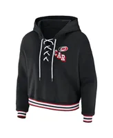 Women's Wear by Erin Andrews Black Carolina Hurricanes Lace-Up Pullover Hoodie