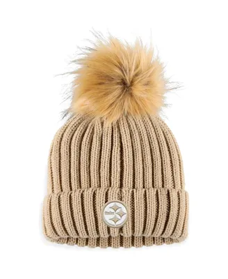 Women's Wear by Erin Andrews Natural Pittsburgh Steelers Neutral Cuffed Knit Hat with Pom