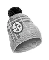 Women's Wear by Erin Andrews Pittsburgh Steelers Plaid Knit Hat with Pom and Scarf Set