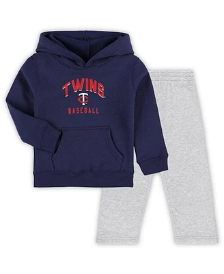 Toddler Boys and Girls Navy, Gray Minnesota Twins Play-By-Play Pullover Fleece Hoodie Pants Set