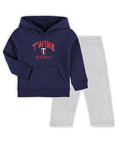 Toddler Boys and Girls Navy, Gray Minnesota Twins Play-By-Play Pullover Fleece Hoodie Pants Set