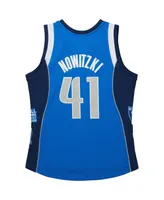 Men's and Women's Mitchell & Ness Dirk Nowitzki Blue Dallas Mavericks Hall of Fame Class of 2023 Throwback Swingman Jersey