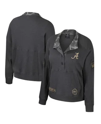 Women's Colosseum Heather Charcoal Alabama Crimson Tide Oht Military-Inspired Appreciation Payback Henley Thermal Sweatshirt