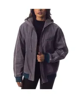 Men's and Women's The Wild Collective Gray Philadelphia Eagles Corduroy Full-Zip Bomber Hoodie Jacket