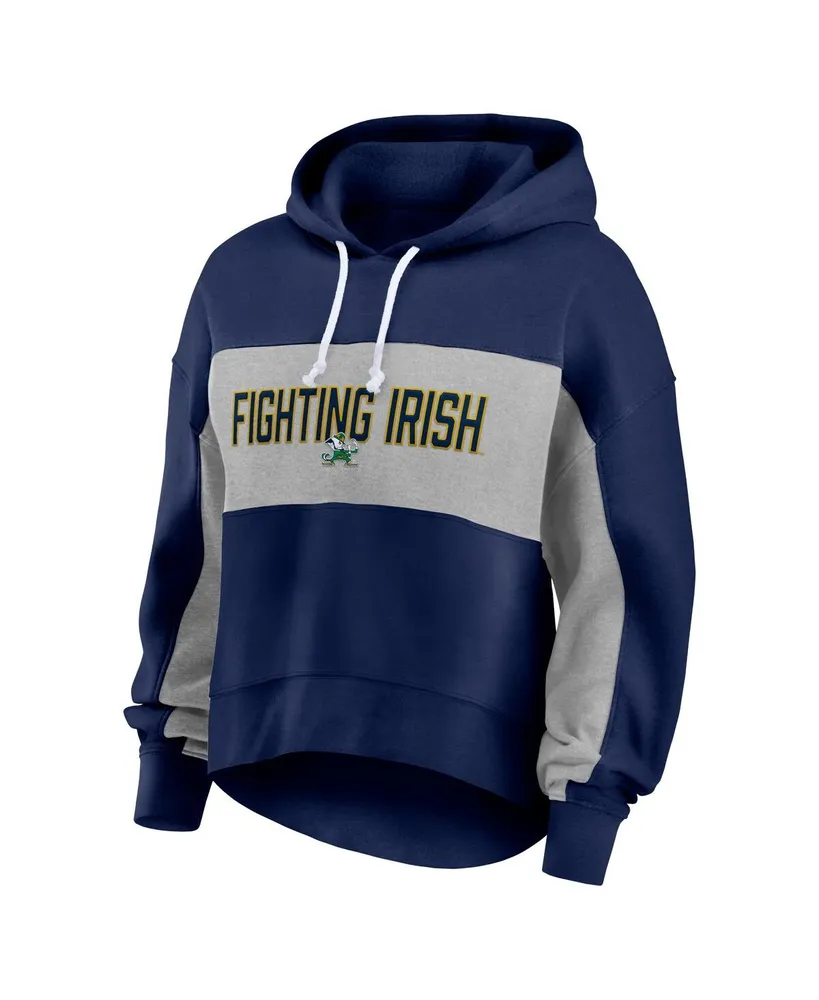 Women's Fanatics Navy Notre Dame Fighting Irish Filled Stat Sheet Pullover Hoodie