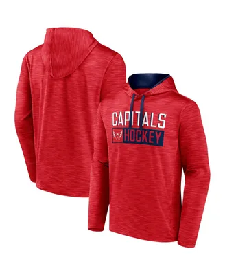 Men's Fanatics Heather Red Washington Capitals Close Shave Pullover Hoodie