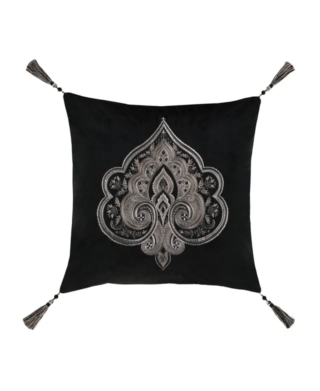 Stefania 18 Square Decorative Throw Pillow Black by Five Queens Court