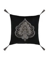 Five Queens Court Davinci Square Embellished Decorative Pillow, 18" x 18"