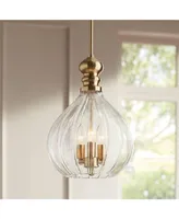 Houten Soft Gold Metal Mini Cluster Pendant Chandelier 11 1/2" Wide Modern Clear Glass Shade 3