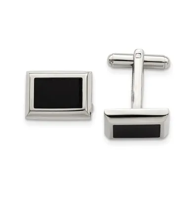 Chisel Stainless Steel Polished Black Ip-plated Rectangle Cufflinks