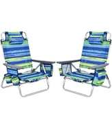 2 Pieces Folding Backpack Beach Chair with Pillow