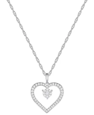 Diamond Heart 18" Pendant Necklace (1/3 ct. t.w.) in Sterling Silver