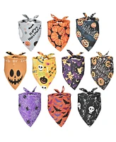 Yescom 10 Pack Halloween Dog Bandanas Triangle Bibs Scarf Pet Kerchief Pumpkin Ghost 2024