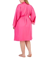 I.n.c. International Concepts Plus Lace-Trim Stretch Satin Robe, Created for Macy's