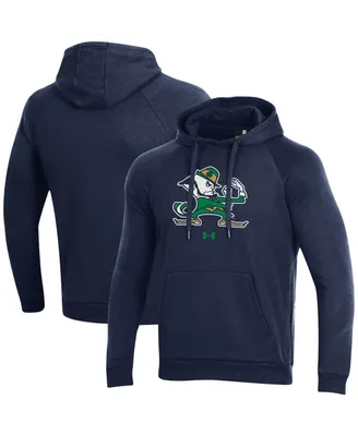 Men's Under Armour Navy Notre Dame Fighting Irish Mascot School Logo All Day Raglan Pullover Hoodie