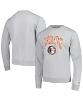 Men's League Collegiate Wear Heather Gray Distressed Florida State Seminoles Tall Arch Essential Pullover Sweatshirt