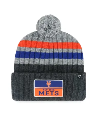 Men's '47 Brand Gray New York Mets Stack Cuffed Knit Hat with Pom