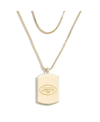 Women's Wear by Erin Andrews x Baublebar New York Jets Gold Dog Tag Necklace