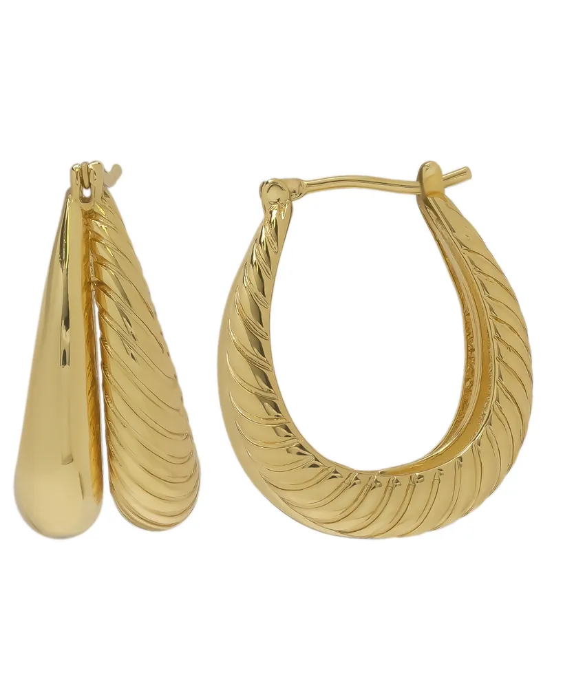 Macy's 14K Gold Plated Shrimp and Shiny Hoop Earring