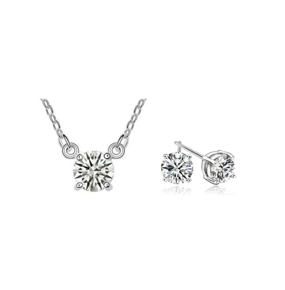 Cubic Zirconia Necklace and Earring Set for Women