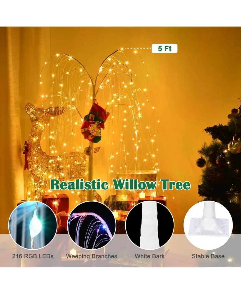 5 Ft Willow Tree Light & Halloween Pumpkin String Lights Kit Party Decoration