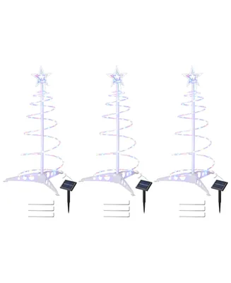 2 Ft Led Christmas Spiral Light with Star Finial Solar Panel Decoration 3 Kits