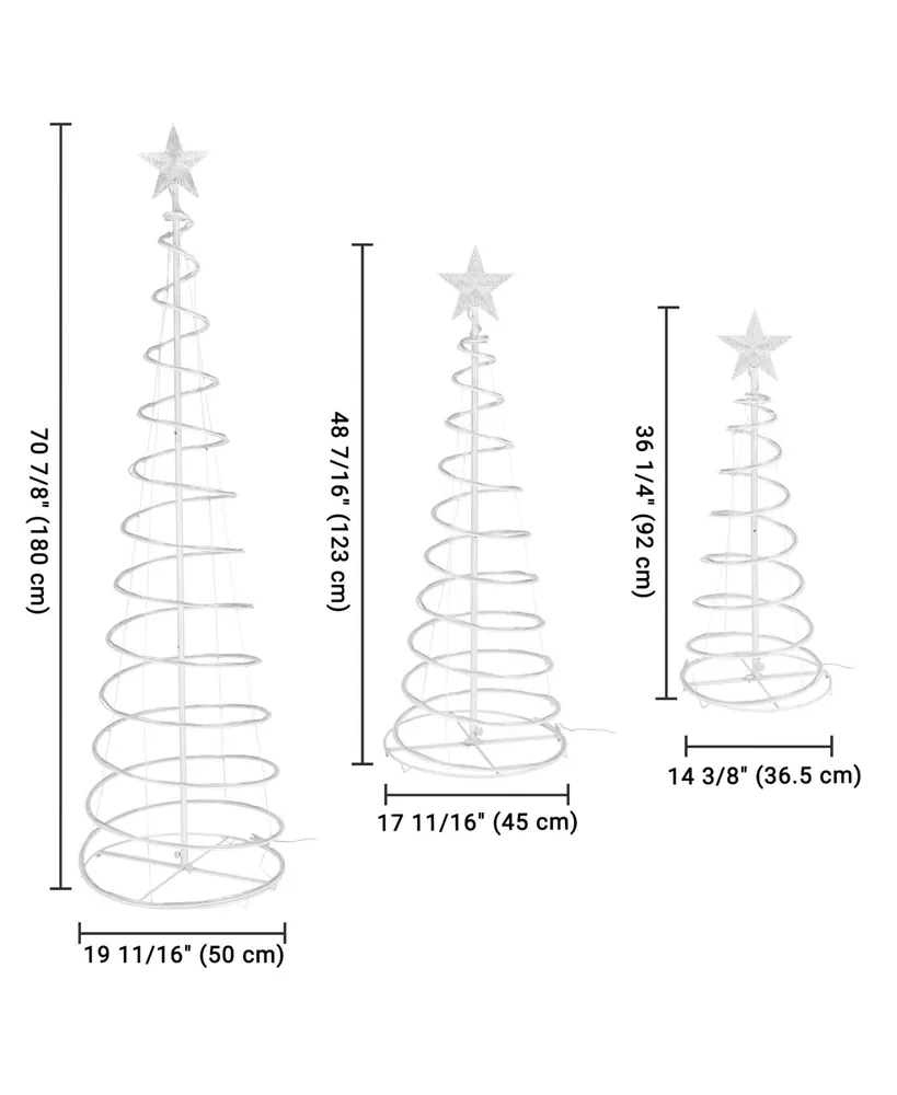 Set of 3 Led Spiral Tree Light Kit 6 Ft 4 Ft 3 Ft Rgb Usb Power Christmas Decor