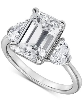 Badgley Mischka Certified Lab Grown Emerald Diamond Three Stone Engagement Ring (4-5/8 ct. t.w.) in 14k Gold