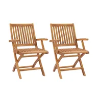 Folding Patio Chairs 2 pcs Solid Teak Wood