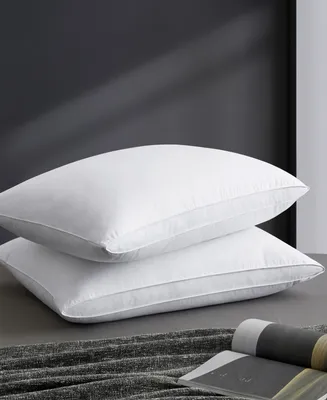 Unikome 2 Pack 100% Cotton Medium Soft Down and Feather Gusseted Bed Pillow Set