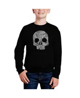 Flower Skull - Big Boy's Word Art Crewneck Sweatshirt