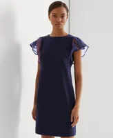 Lauren Ralph Women's Crepe Flutter-Sleeve Dress