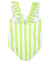 Carter's Toddler Girls Striped Ruffled One-Piece Swimsuit